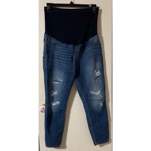 Liz Lange Maternity Ankle Skinny Distressed Jeans Size Medium
